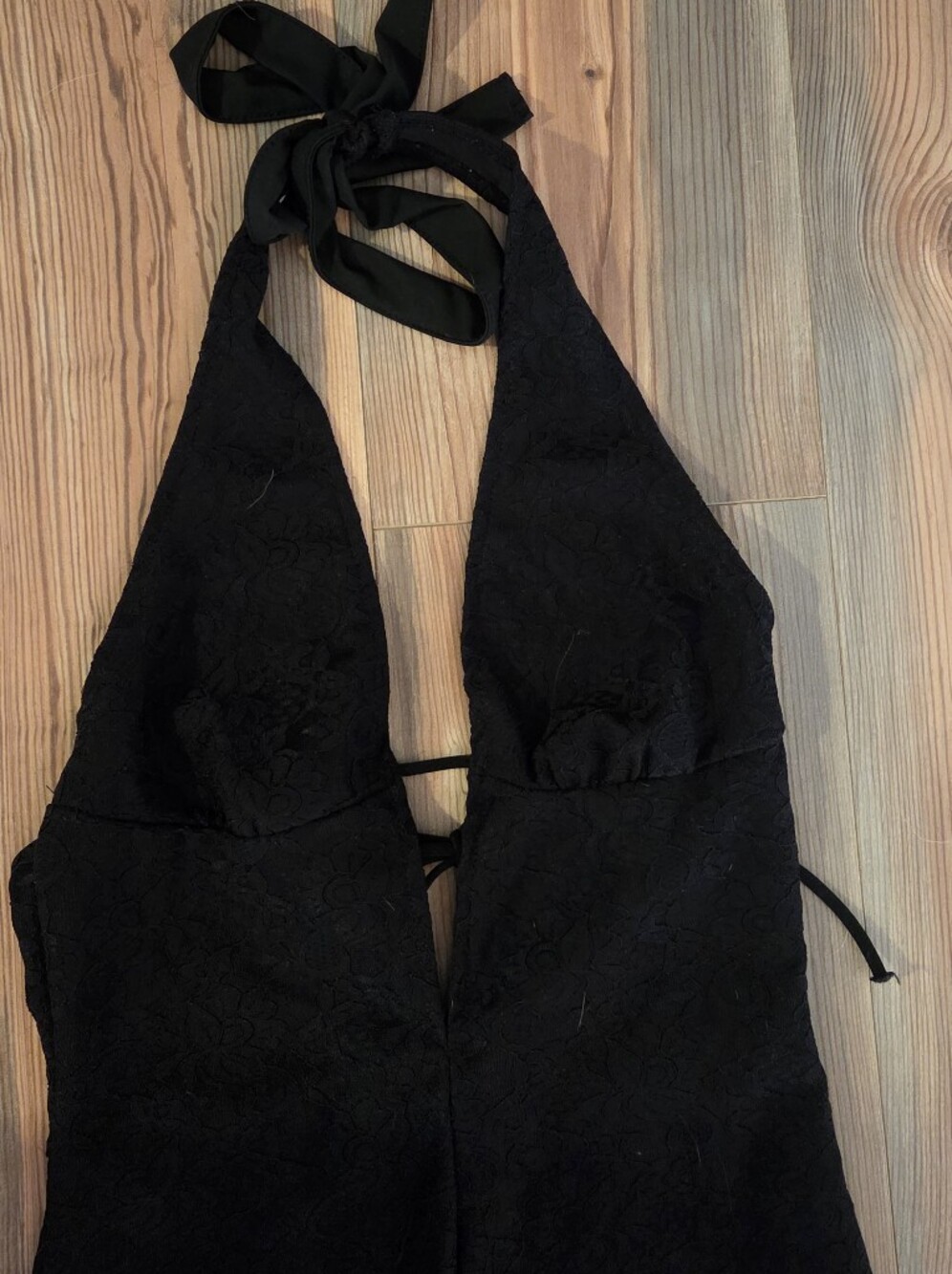 Source Unknown Black Halter-Neck Wide-Leg Jumpsuit - Picture 5 of 9
